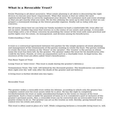 What is a Revocable Trust?
