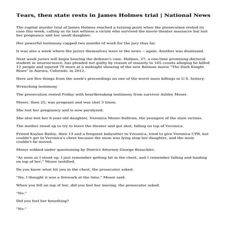 Tears, then state rests in James Holmes trial | National News