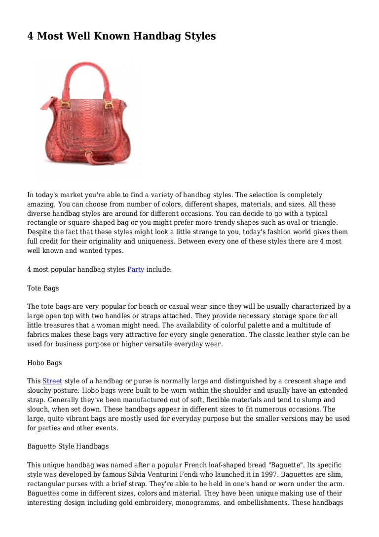 4 Most Well Known Handbag Styles