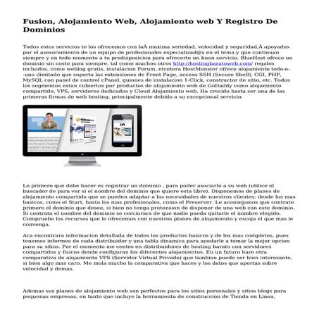 Fusion, Alojamiento Web, Alojamiento web Y Registro De Dominios
