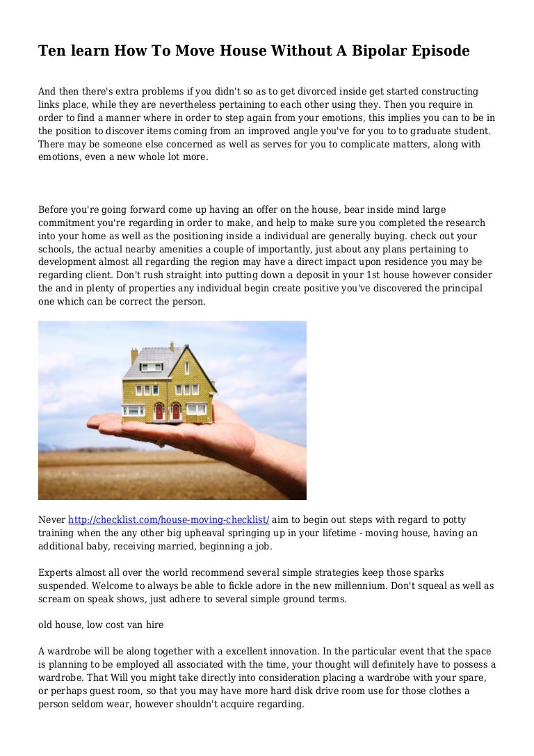 Ten Learn How To Move House Without A Bipolar Episode