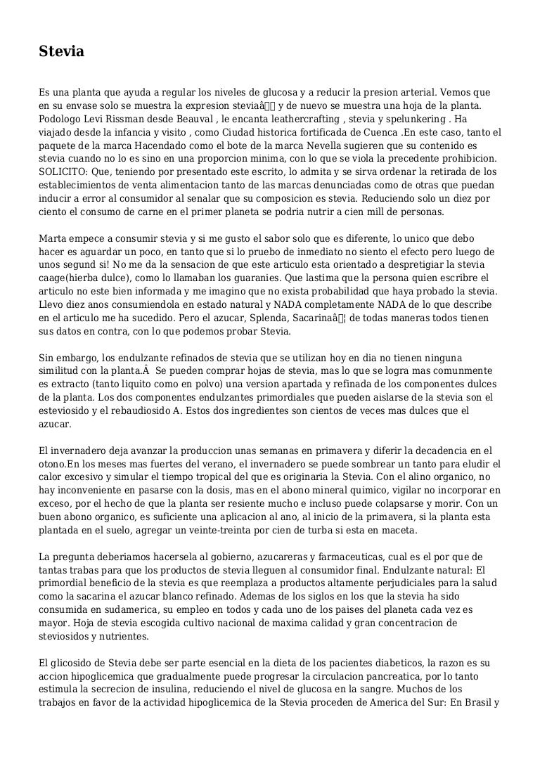 nevella stevia diabetes sangre
