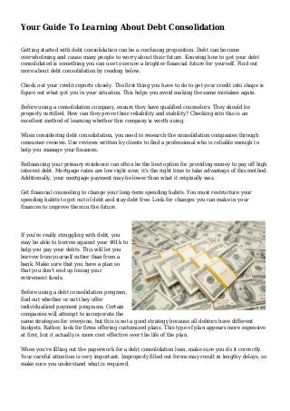 Your Guide To Learning About Debt Consolidation