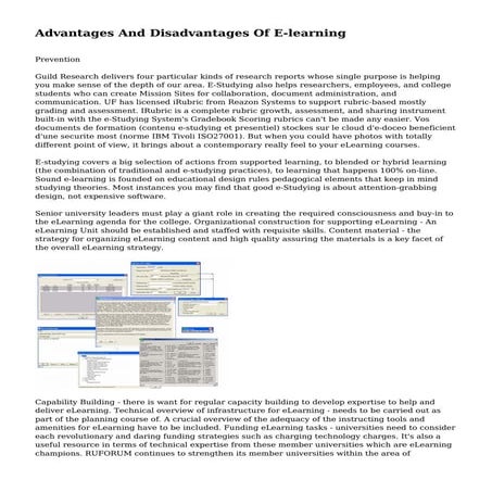 Advantages And Disadvantages Of E-learning