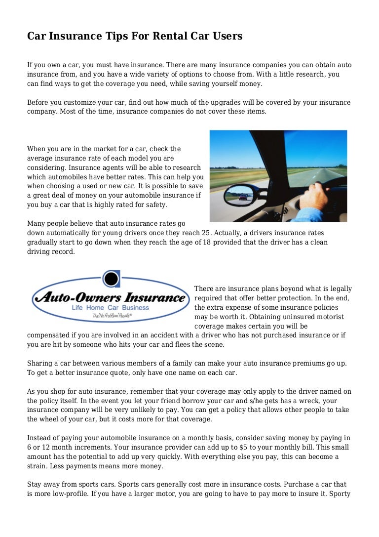 Car Insurance Tips For Rental Car Users