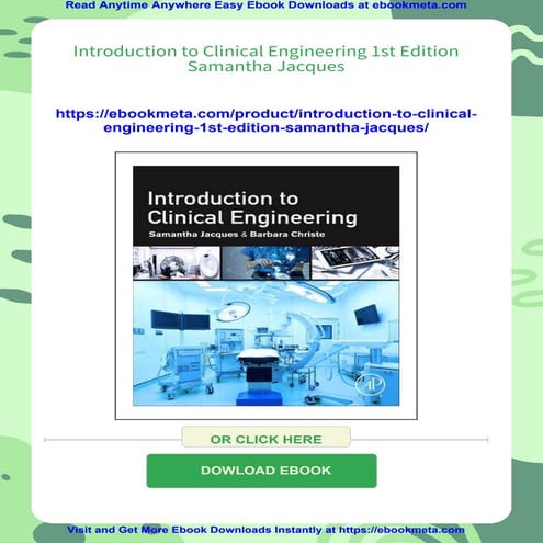 Introduction to Clinical Engineering 1st Edition Samantha Jacques | PDF