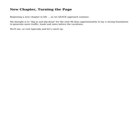 New Chapter, Turning the Page | PDF