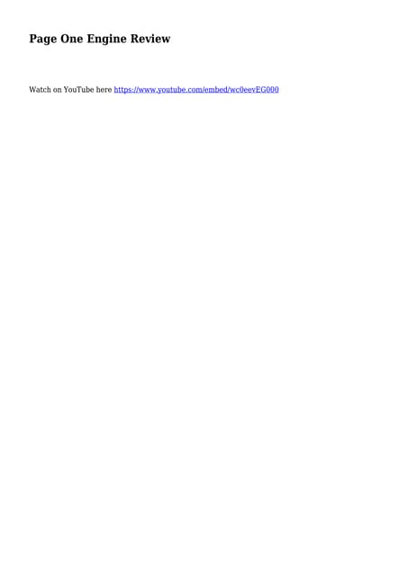 Page One Engine Access | PDF