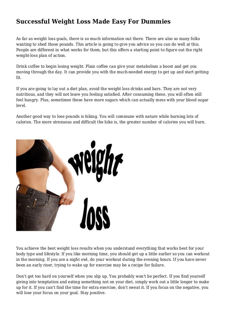 Successful Weight Loss Made Easy For Dummies