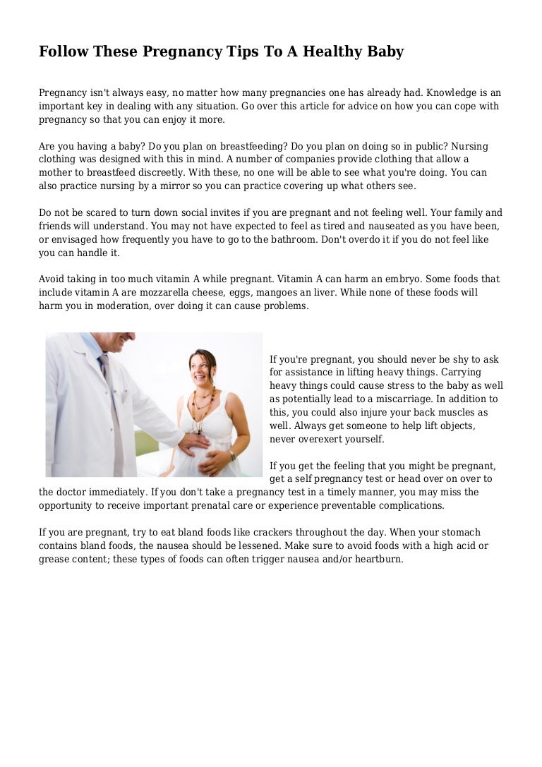 Follow These Pregnancy Tips To A Healthy Baby