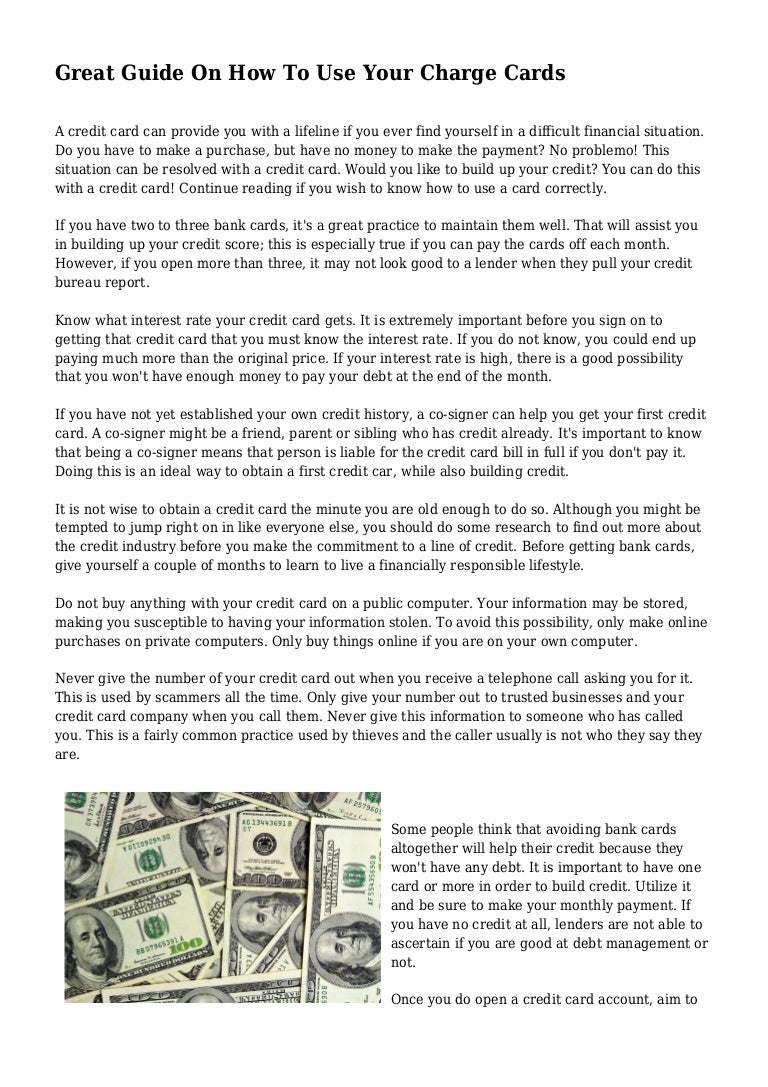 Great Guide On How To Use Your Charge Cards