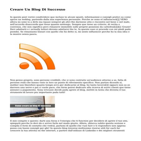 Creare Un Blog Di Successo
