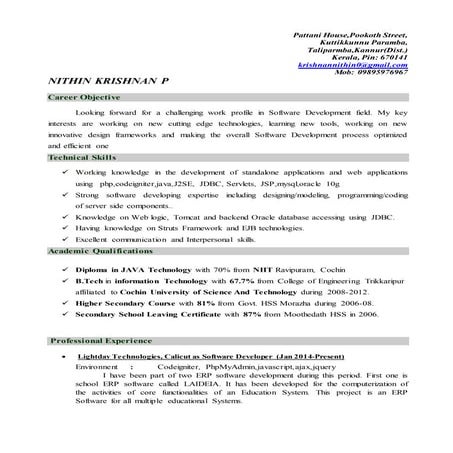 Nithin krishnan pattani resume 01-01-2015