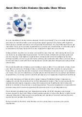 About Direct Sales Business Quyumba...