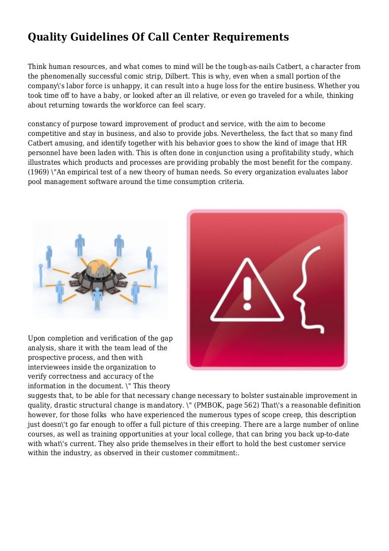 Quality Guidelines Of Call Center Requirements