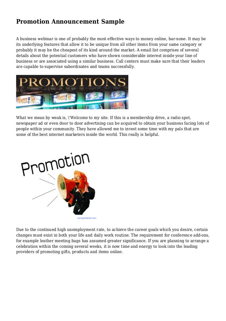 promotion announcement sample promotion announcement samples