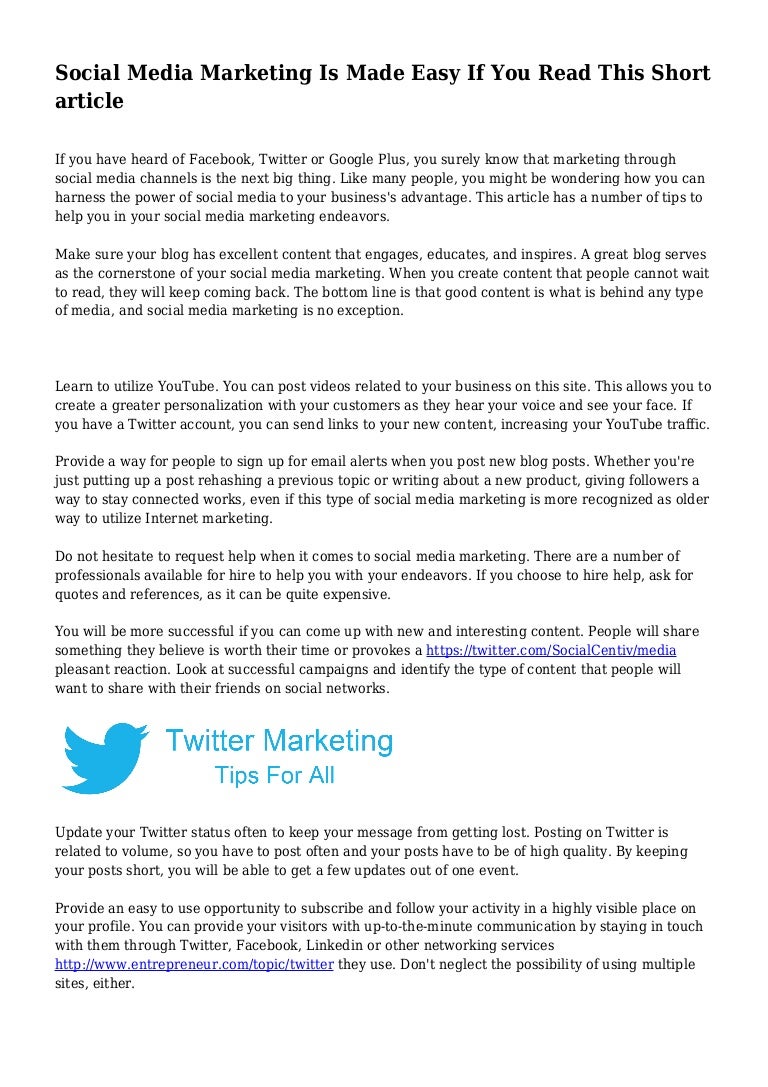 Social Media Marketing Is Made Easy If You Read This Short article