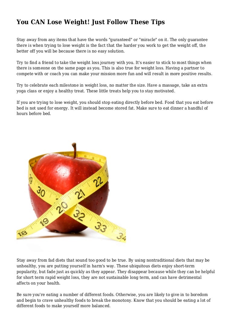 You CAN Lose Weight! Just Follow These Tips