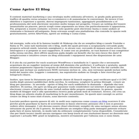 Come Aprire El Blog

