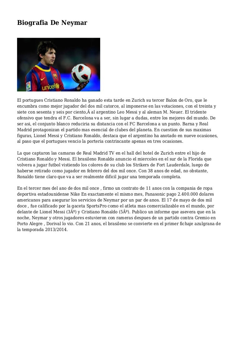 Biografia De Neymar Biografia De Neymar
