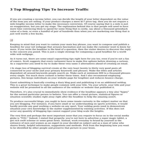 3 Top Blogging Tips To Increase Traffic