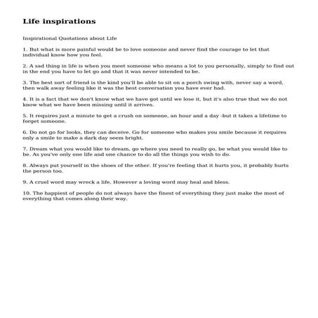 Life inspirations