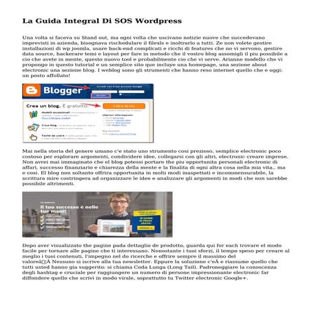 La Guida Integral Di SOS Wordpress
