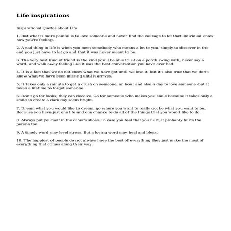 Life inspirations