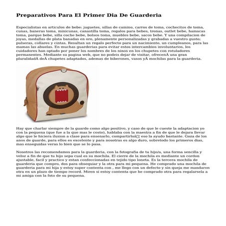 Preparativos Para El Primer Dia De Guarderia
