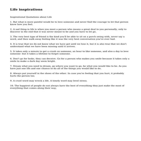 Life inspirations