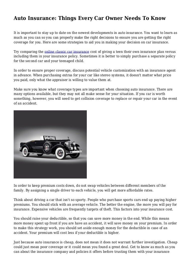 Auto Insurance Things Every Car Owner Needs To Know