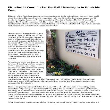 Pistorius At Court docket For Bail Listening to In Homicide Case
