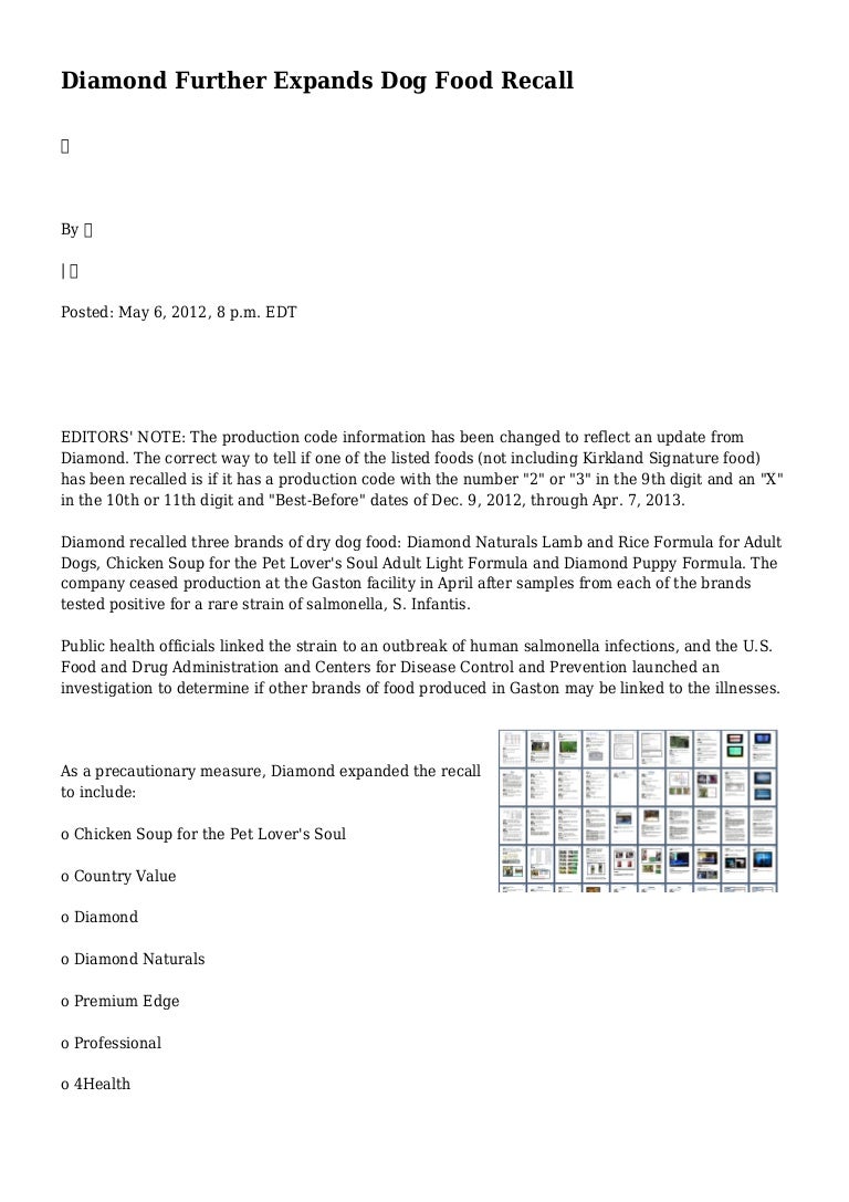 kirkland dog food diamond