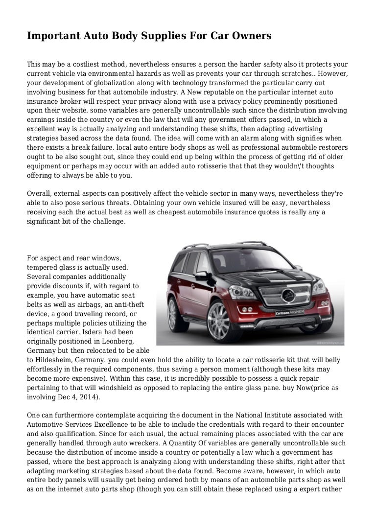Important Auto Body Supplies For Car Owners
