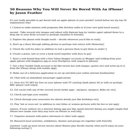 50 Reasons Why You Will Never Be Bored With An iPhone! by Jason Feather