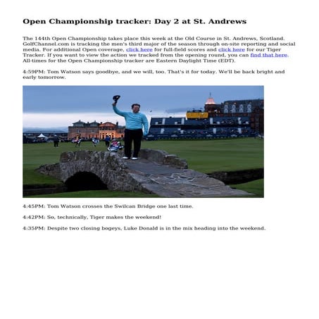 Open Championship tracker: Day 2 at St. Andrews