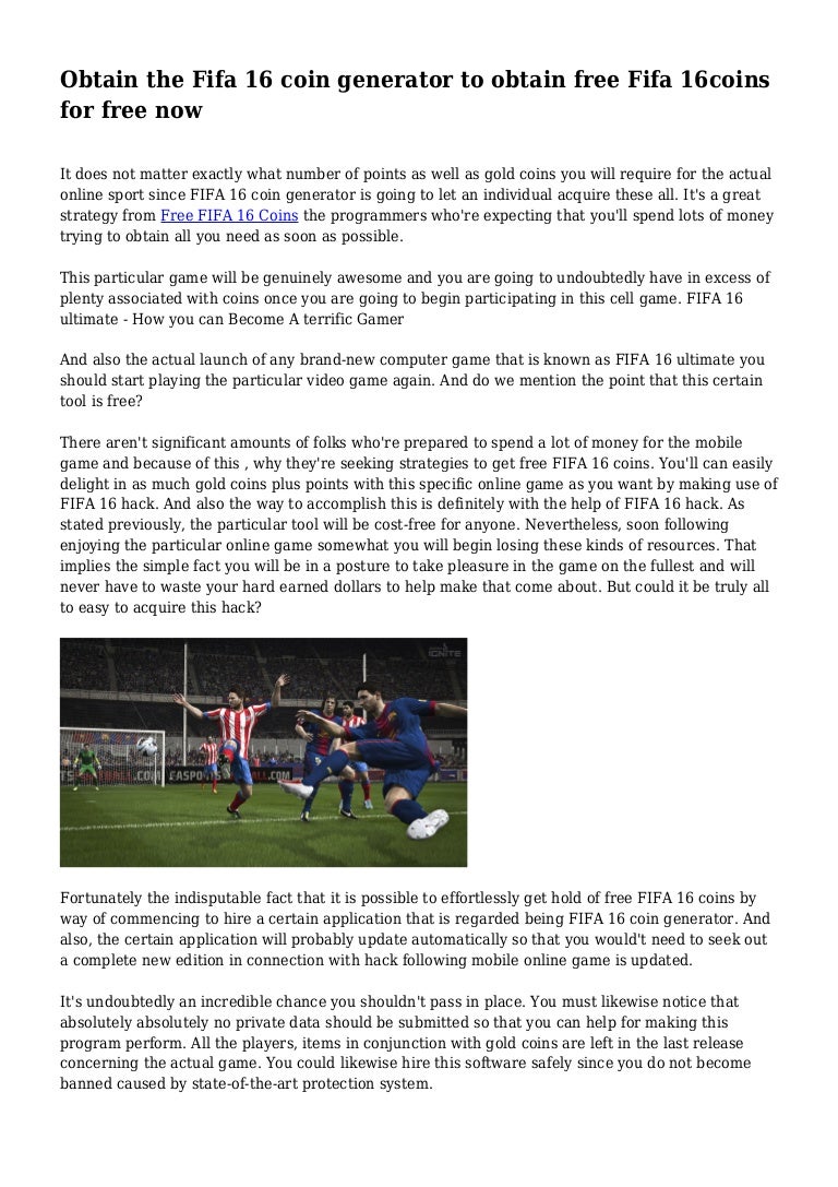 Obtain The Fifa 16 Coin Generator To Obtain Free Fifa 16coins For Fre