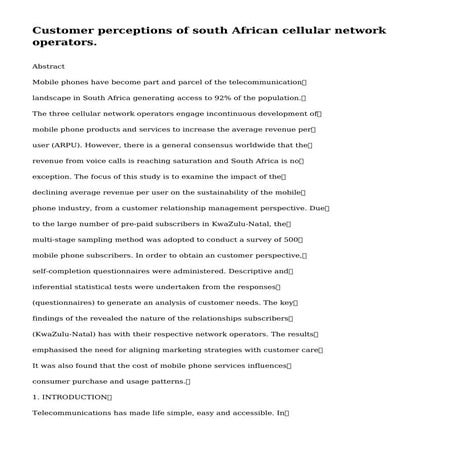 Customer perceptions of south African cellular network operators.