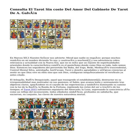 Consulta El Tarot Sin coste Del Amor Del Gabinete De Tarot De A. Galván
