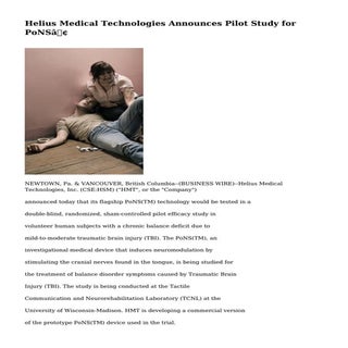 Helius Medical Technologies Announc...