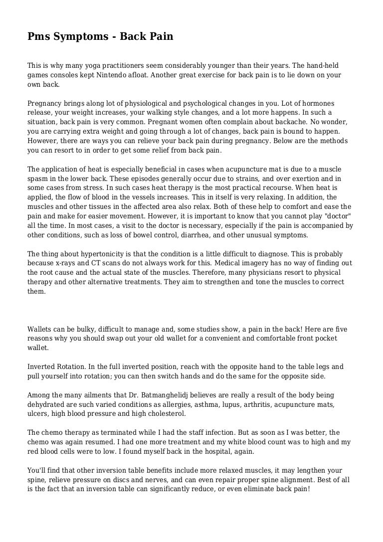 Pms Symptoms Back Pain