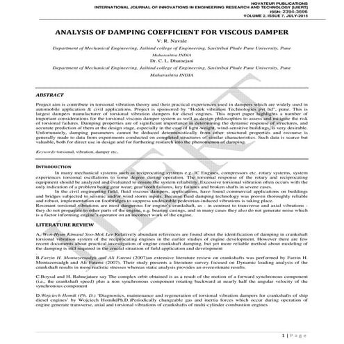 ANALYSIS OF DAMPING COEFFICIENT FOR VISCOUS DAMPER | PDF