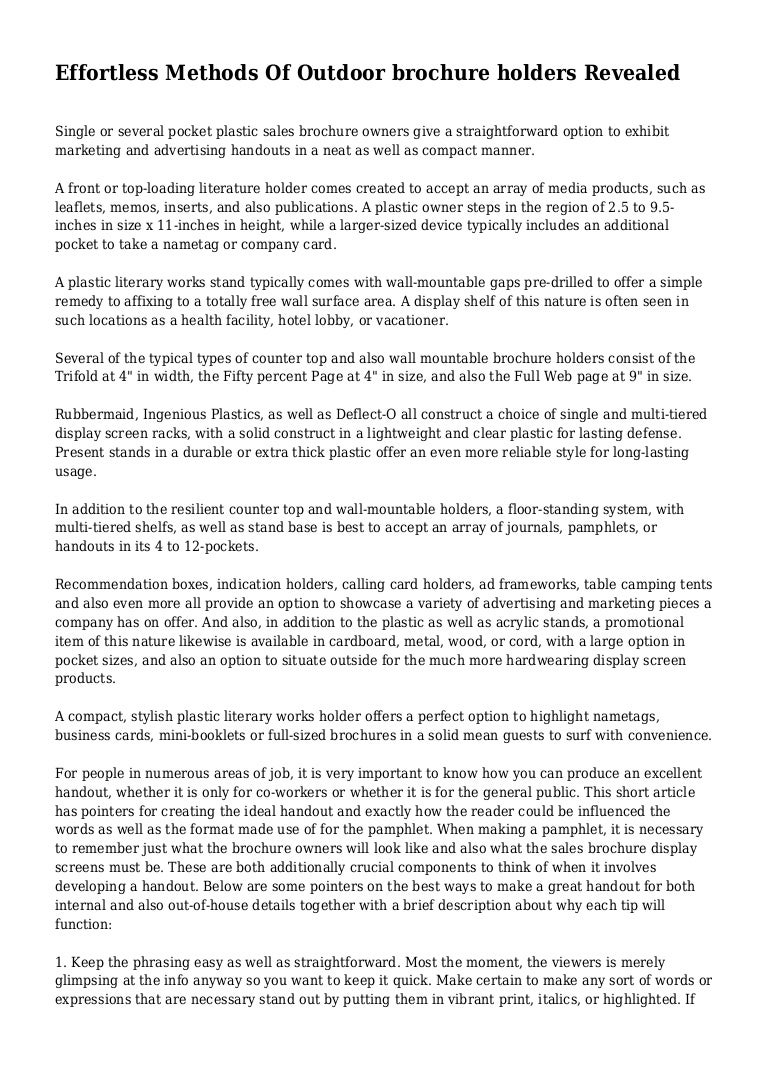 outdoor brochure holders on Effortless Methods Of Outdoor Brochure Holders Revealed