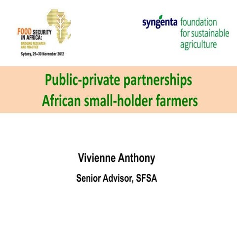 Public-private partnerships: African small-holder farmers