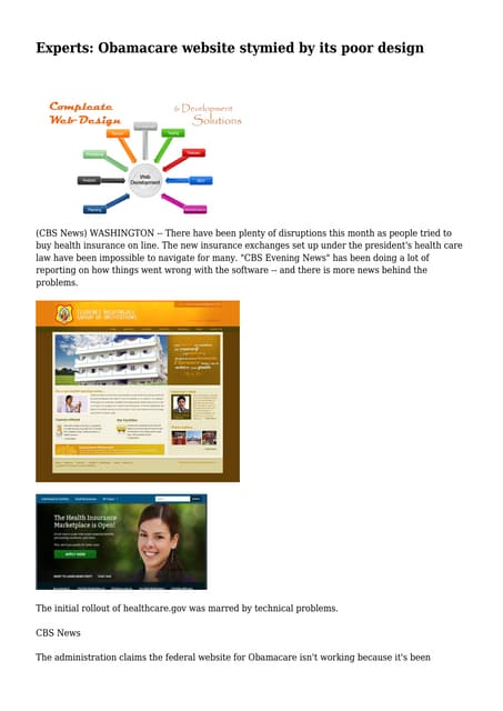 Experts: Obamacare website stymied by its poor design