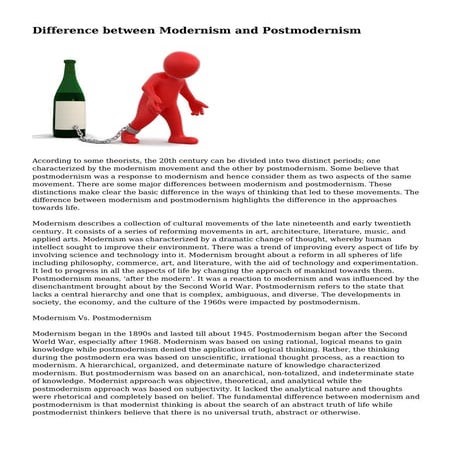 Difference between Modernism and Postmodernism