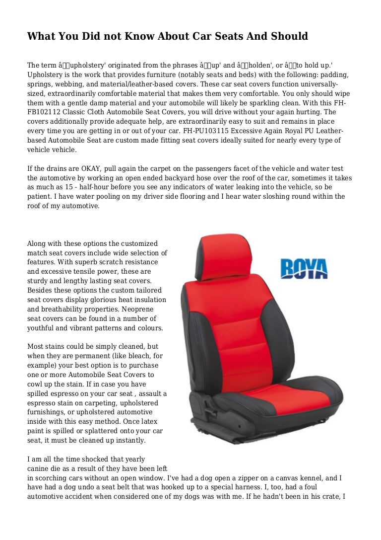 What You Did not Know About Car Seats And Should