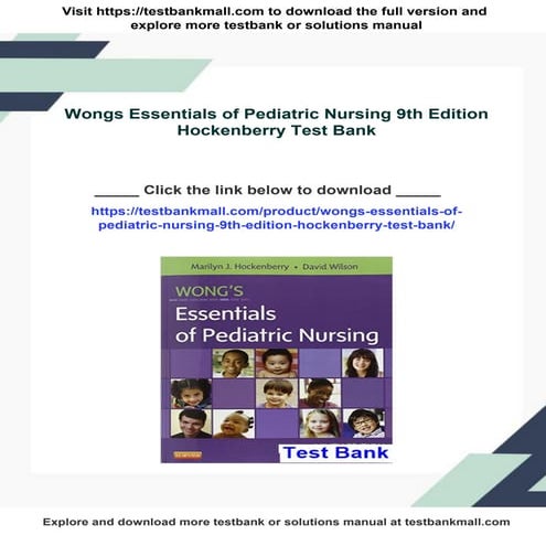 Wongs Essentials of Pediatric Nursing 9th Edition Hockenberry Test Bank ...
