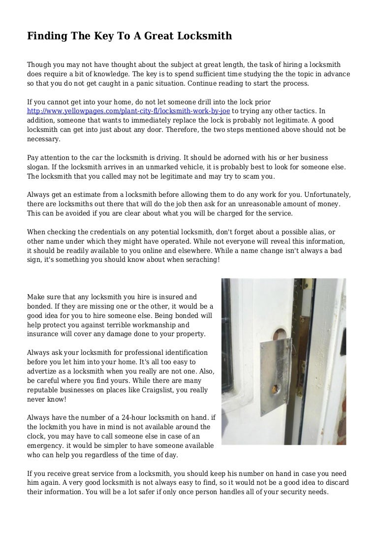 Finding The Key To A Great Locksmith