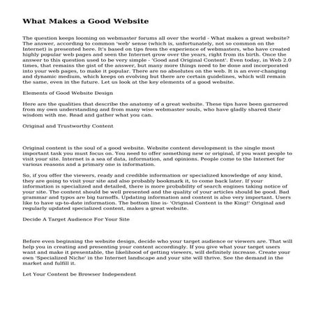 What Makes a Good Website